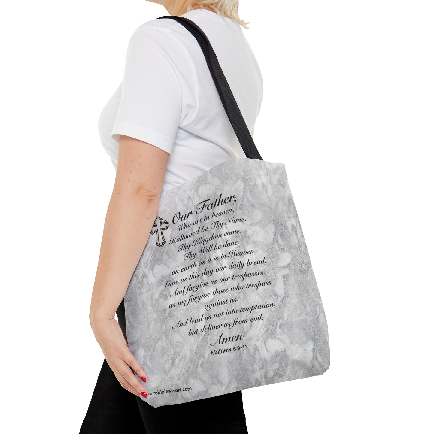 The Lord’s Prayer Marble Gray Tote Bag