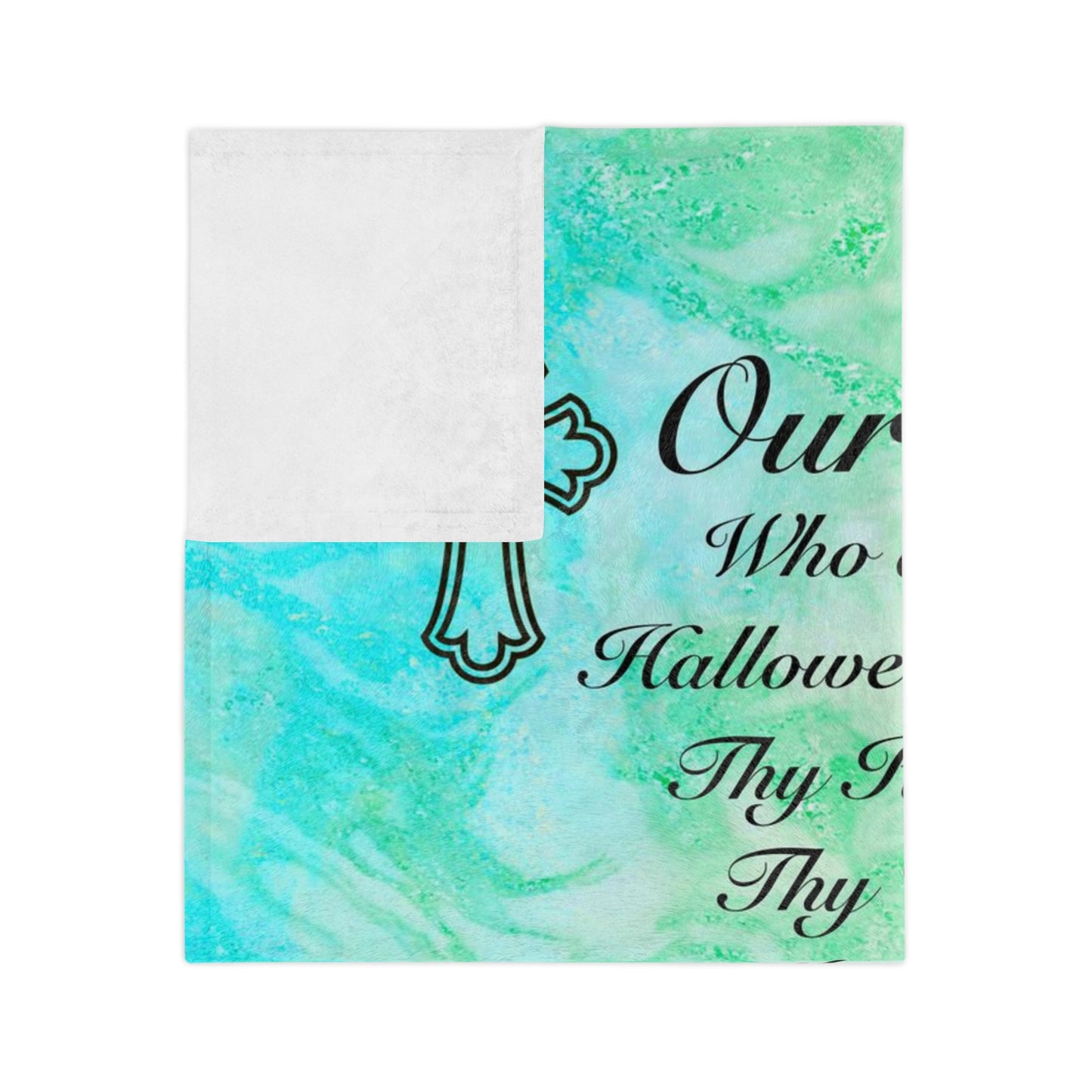 The Lord’s Prayer Marble Teal  Minky Blanket